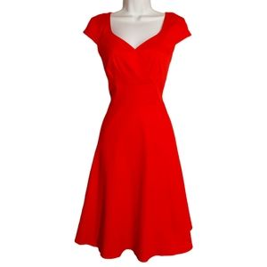 BBONLINEDRESS Retro Vibrant Red Cap Sleeve Fit & Flare A-Line Midi Dress Small